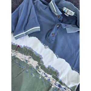 VTG Players By Van Heusen Golf Polo Scenic Landscape Shirt Made Turkey M